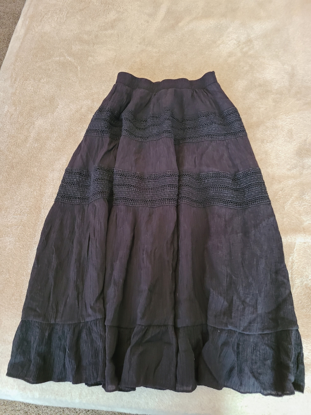 Women's Black Tiered Maxi Skirt